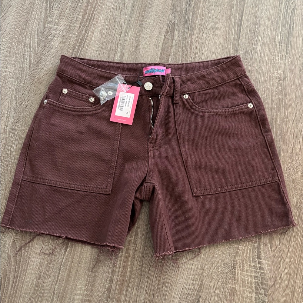 Edikted Brown Denim Shorts - New With Tags
